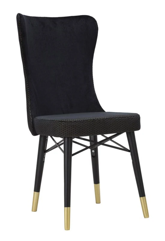 Set da 2 Sedia con schienale alto moderna tessuto fantasia colore nero cm 40x65x99h