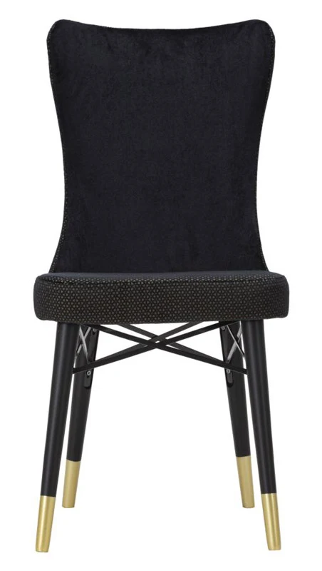 Set da 2 Sedia con schienale alto moderna tessuto fantasia colore nero cm 40x65x99h