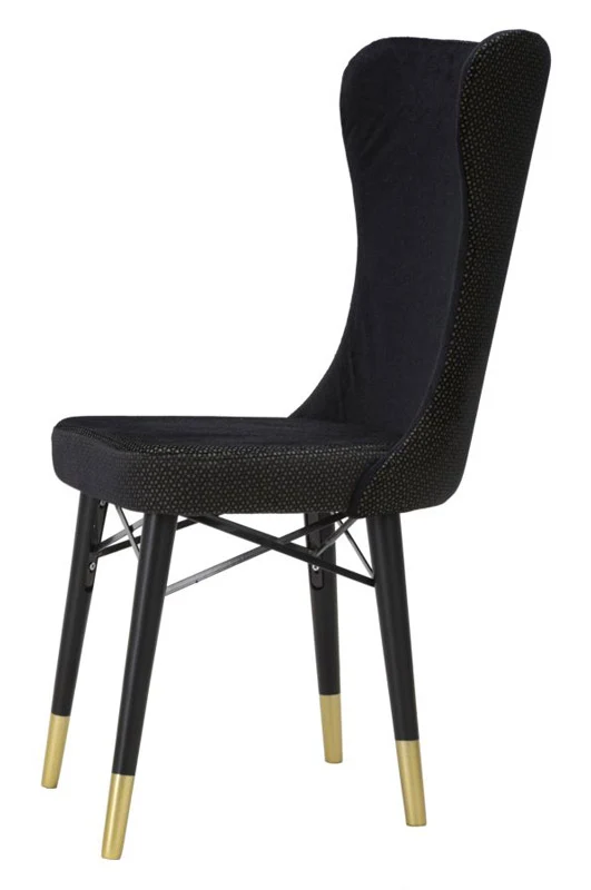Set da 2 Sedia con schienale alto moderna tessuto fantasia colore nero cm 40x65x99h
