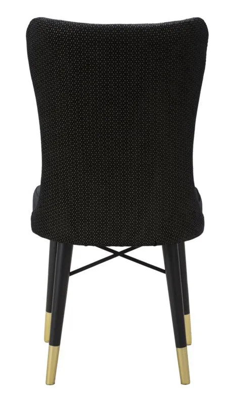 Set da 2 Sedia con schienale alto moderna tessuto fantasia colore nero cm 40x65x99h