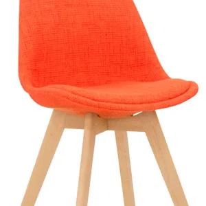 Set da 2 Sedia di design colorata tessuto arancio e piedi legno per salotto cucina o angolo studio