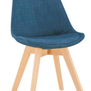 Set da 2 Sedia di design colorata tessuto blu e piedi legno per salotto cucina o angolo studio