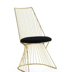 Set da 2 Sedia design con struttura metallo color oro seduta tessuto cm 44x44x84h