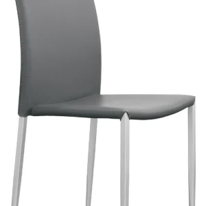 Set da 2 Sedia di design grigia ecopelle e acciaio verniciato per sala da pranzo