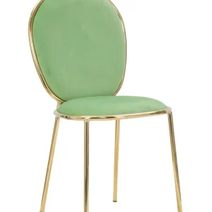Set da 2 Sedia design metallo dorato e tessuto effetto velluto cm 44x50x90h