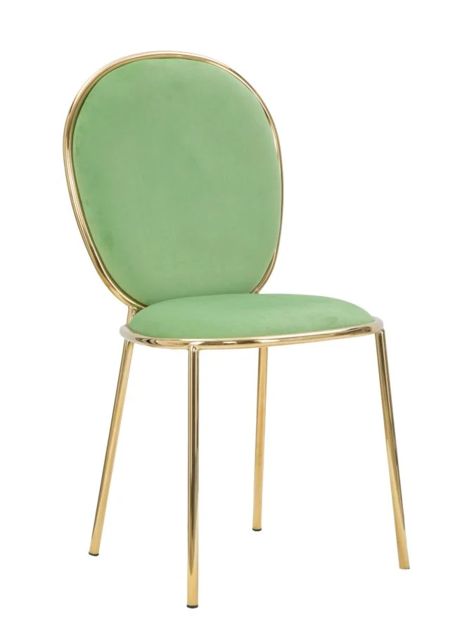 Set da 2 Sedia design metallo dorato e tessuto effetto velluto cm 44x50x90h