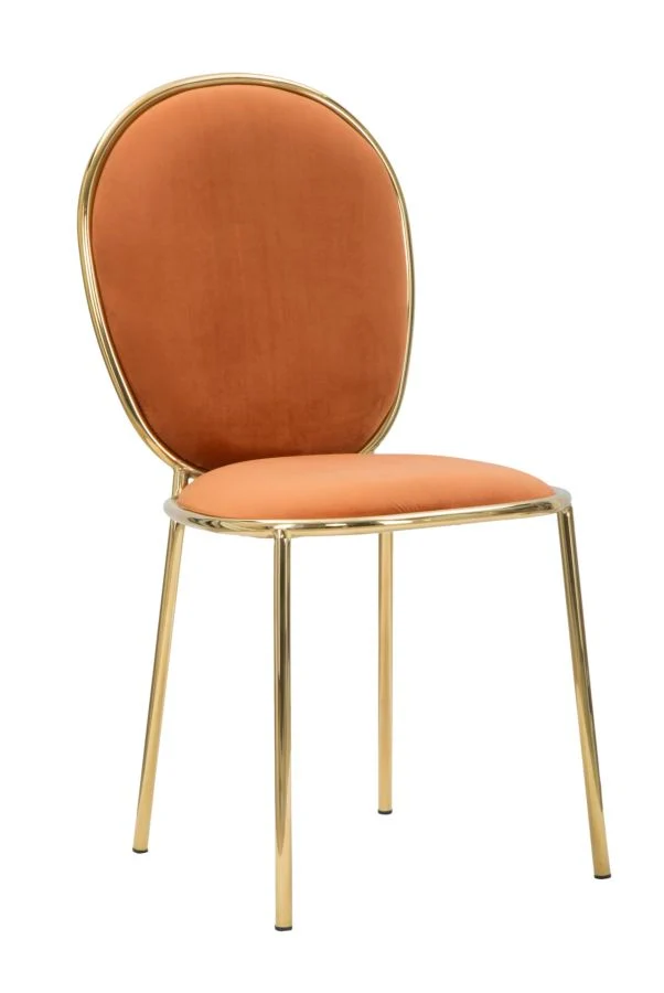 Set da 2 Sedia design metallo dorato e tessuto effetto velluto cm 44x50x90h
