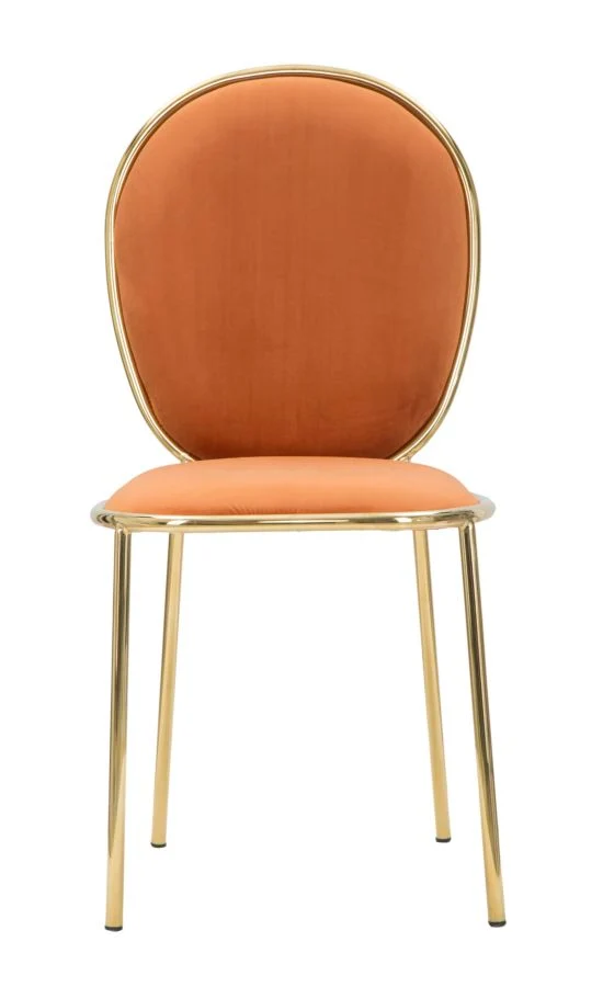 Set da 2 Sedia design metallo dorato e tessuto effetto velluto cm 44x50x90h