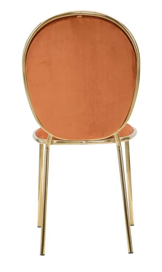 Set da 2 Sedia design metallo dorato e tessuto effetto velluto cm 44x50x90h
