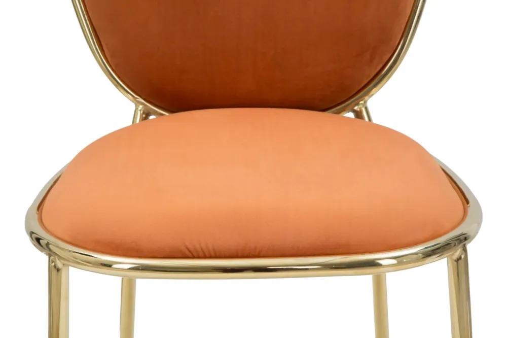 Set da 2 Sedia design metallo dorato e tessuto effetto velluto cm 44x50x90h