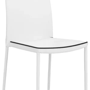 Set da 2 Sedia design moderno da soggiorno salotto metallo ed ecopelle bianco
