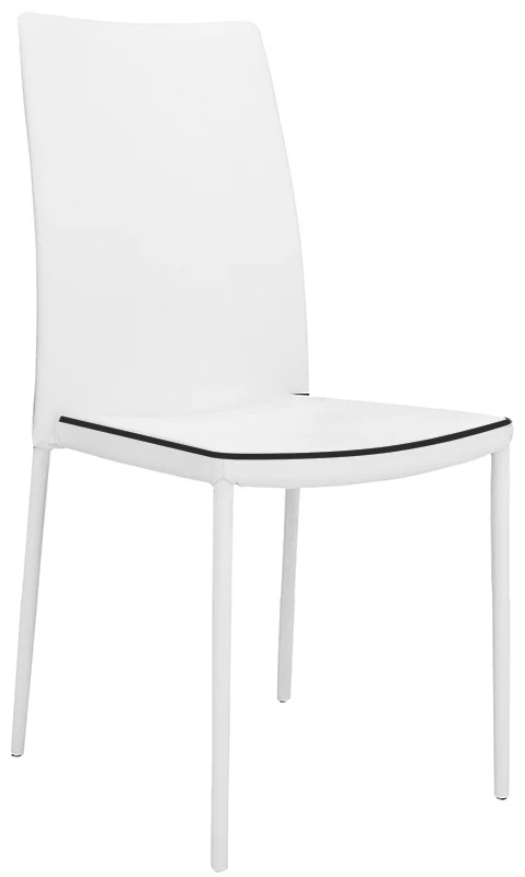 Set da 2 Sedia design moderno da soggiorno salotto metallo ed ecopelle bianco