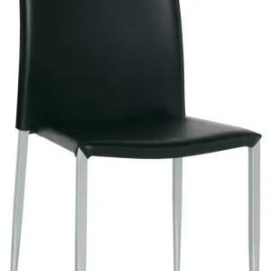 Set da 2 Sedia di design nera ecopelle e acciaio verniciato per ristorante moderno