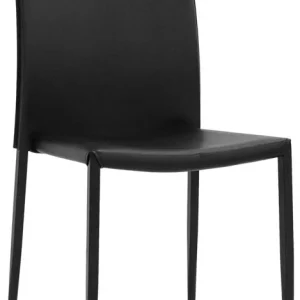 Set da 2 Sedia di design rivestita ecopelle nera con schienale alto per soggiorno