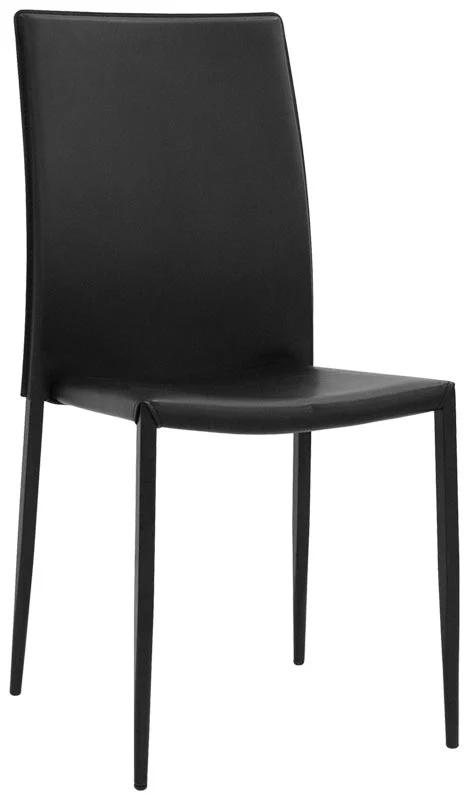 Set da 2 Sedia di design rivestita ecopelle nera con schienale alto per soggiorno