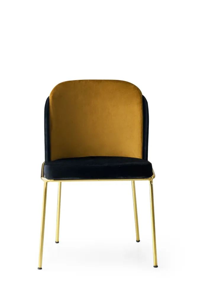 Set da 4 sedia design velluto nero e oro con struttura metallo cm 54x55x86h