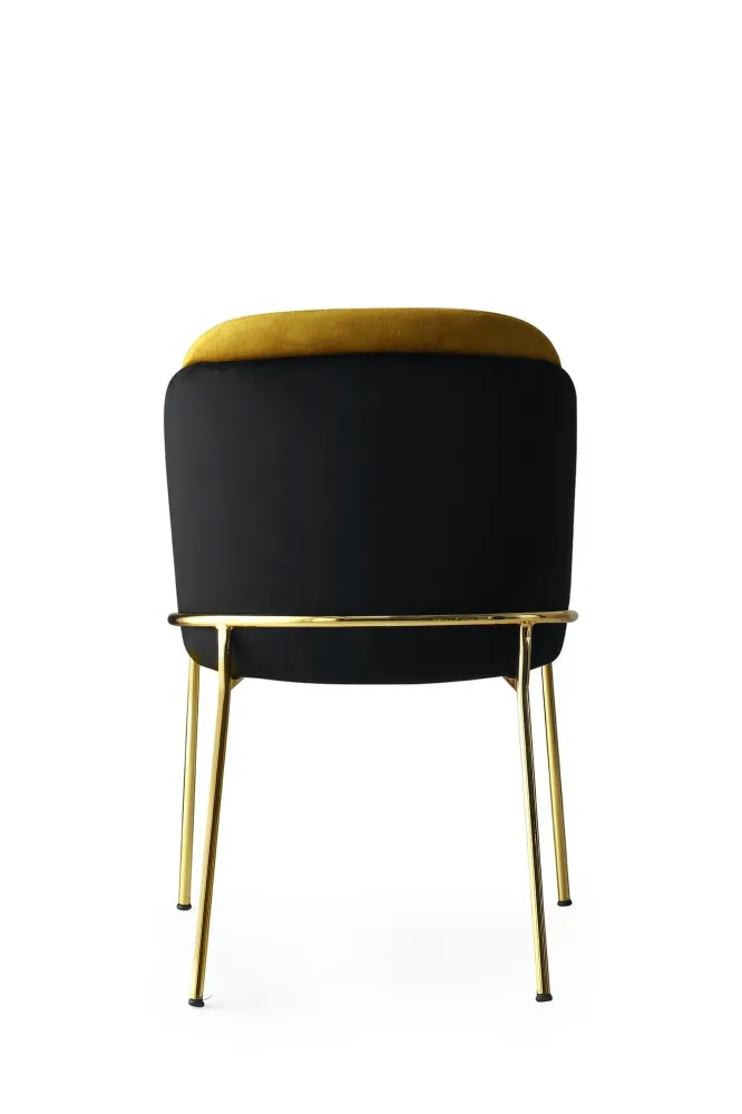 Set da 4 sedia design velluto nero e oro con struttura metallo cm 54x55x86h