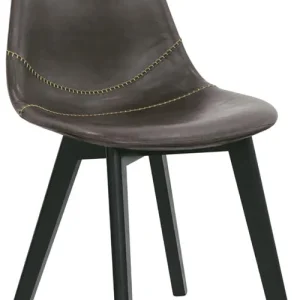 Set da 2 Sedia ecopelle e legno marrone cm 45x43x83h