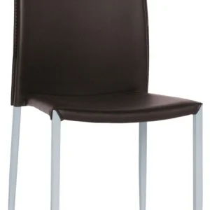 Set da 2 Sedia ecopelle marrone moderna con gambe acciaio verniciate per cucina o sala da pranzo
