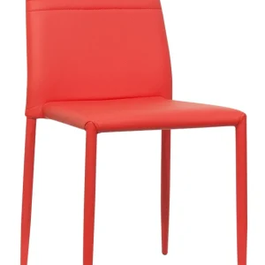 Set da 2 Sedia ecopelle rossa moderna da soggiorno e cucina con struttura metallo