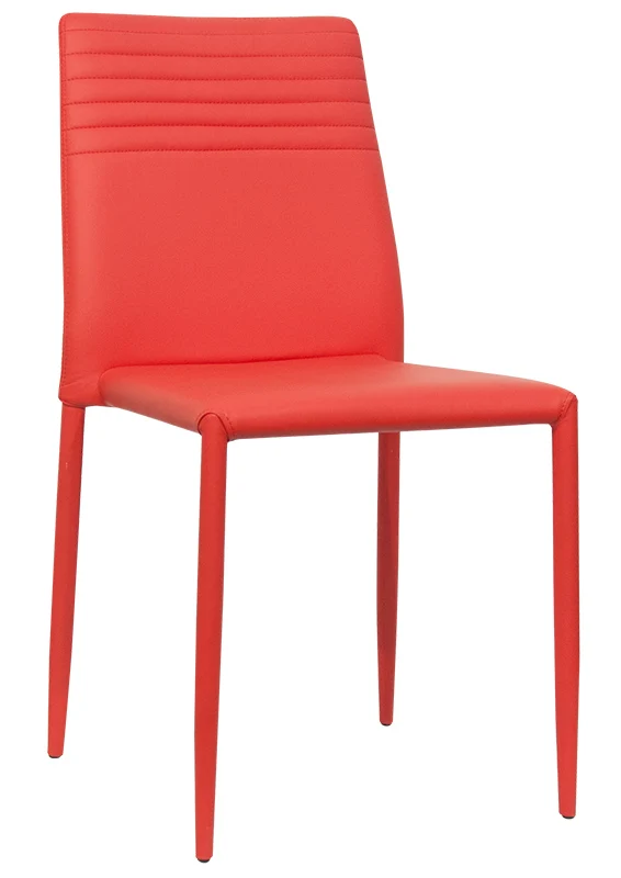 Set da 2 Sedia ecopelle rossa moderna da soggiorno e cucina con struttura metallo