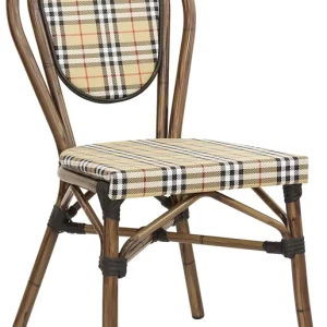 Set da 2 Sedia effetto bambù seduta tessuto scozzese per esterno cm 39x42x88h