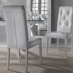 Set da 2 Sedia elegante moderna con schienale alto ecopelle bianca