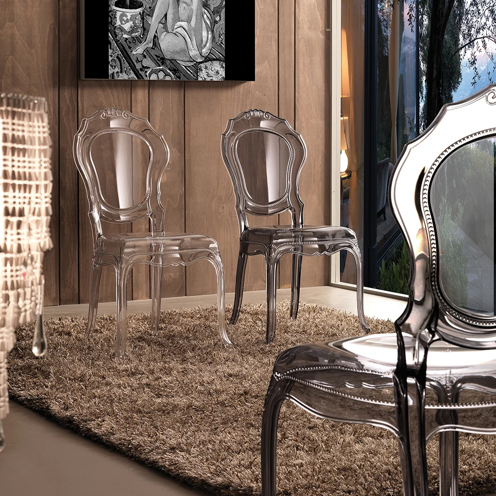 Set da 2 Sedia elegante moderna policarbonato trasparente
