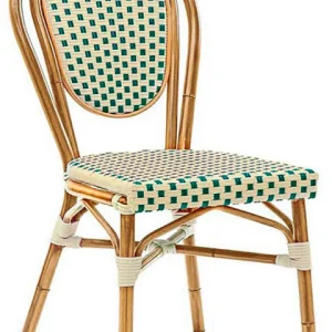 Set da 2 Sedia da esterno struttura effetto bambù rivestimento effetto rattan cm 39x42x89h