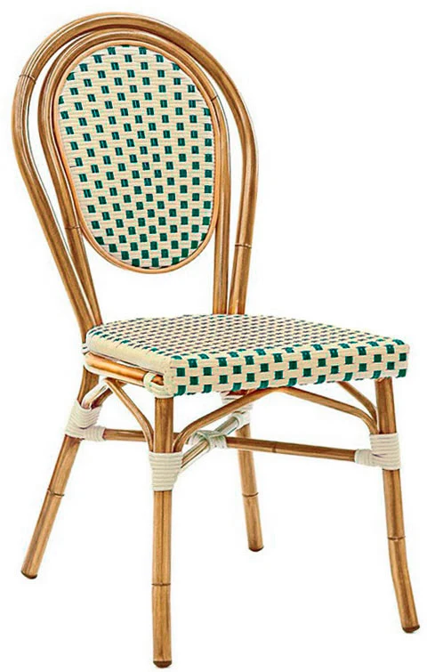 Set da 2 Sedia da esterno struttura effetto bambù rivestimento effetto rattan cm 39x42x89h