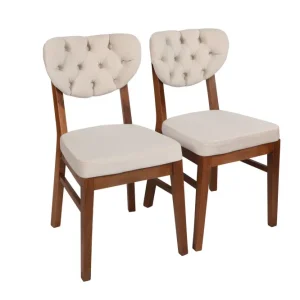 Set da 2 Sedia legno colore noce seduta e schienali velluto lavorato cm 41x43x86h