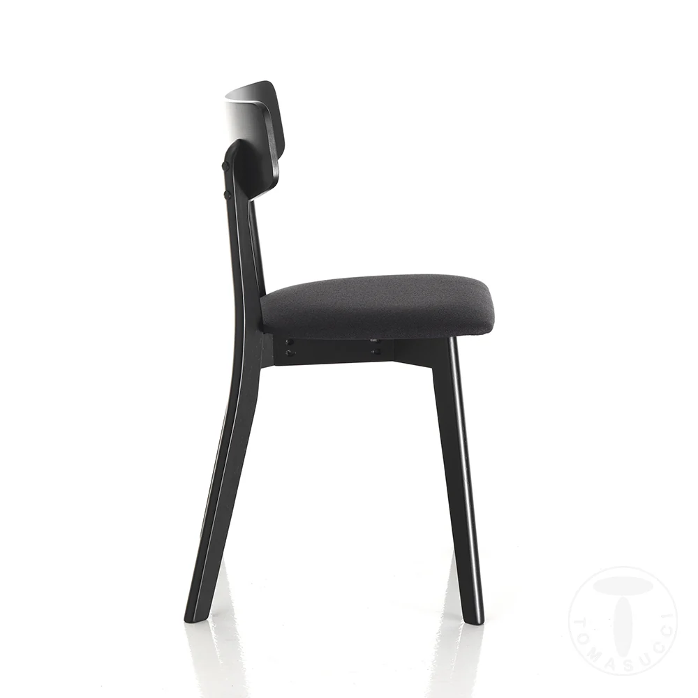 Set da 2 Sedia living legno massello seduta tessuto colore nero cm 44x47x80h