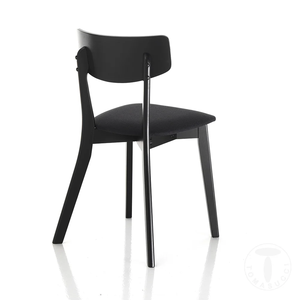 Set da 2 Sedia living legno massello seduta tessuto colore nero cm 44x47x80h