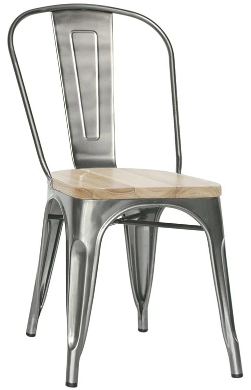 Set da 2 Sedia metallo verniciato con seduta legno chiaro e vernice trasparente da interno ed esterno