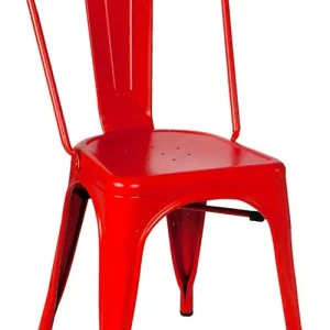 Set da 2 Sedia metallo verniciato impilabile rossa da interno ed esterno