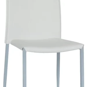 Set da 2 Sedia moderna bianca per locali o soggiorno con rivestimento ecopelle e struttura acciaio verniciato