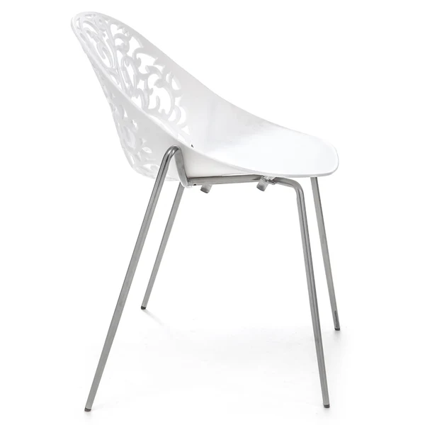 Set da 4 sedia moderna con scocca abs decorata e gambe metallo satinato