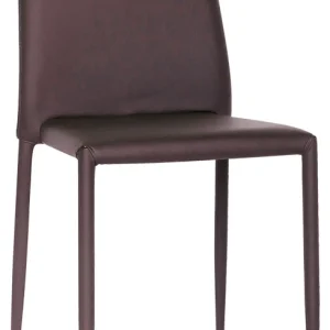 Set da 2 Sedia moderna ecopelle marrone con schienale imbottito per soggiorno cucina