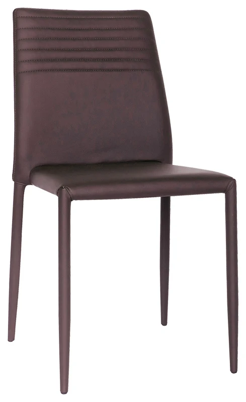 Set da 2 Sedia moderna ecopelle marrone con schienale imbottito per soggiorno cucina