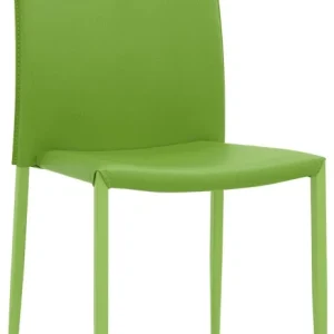 Set da 2 Sedia moderna ecopelle verde con struttura metallo verniciato per soggiorno e bar