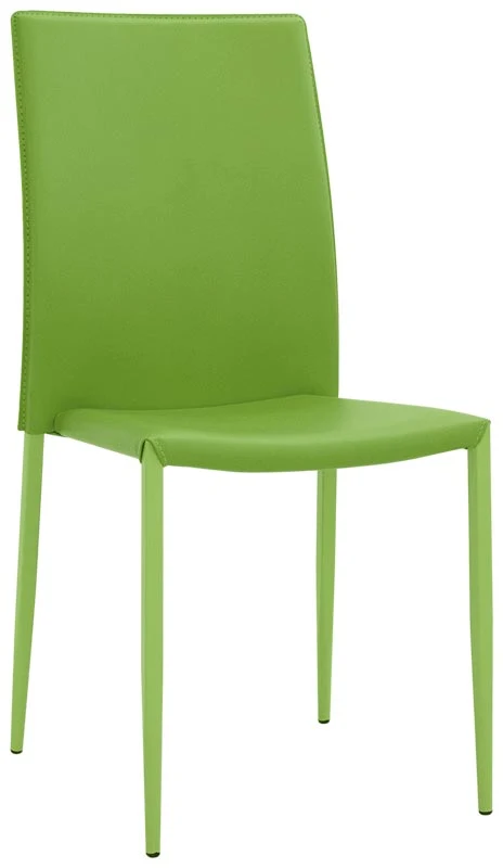 Set da 2 Sedia moderna ecopelle verde con struttura metallo verniciato per soggiorno e bar