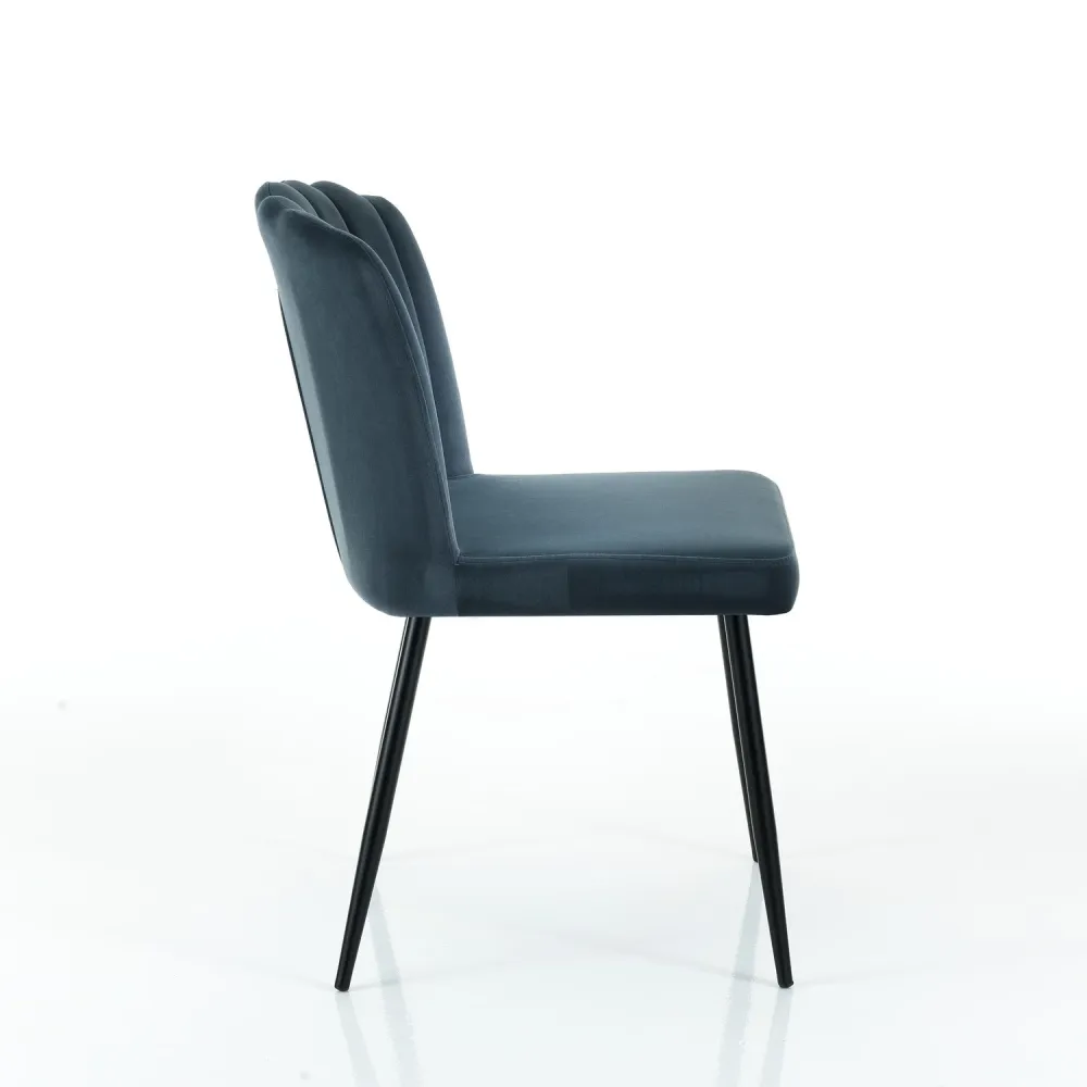Set da 4 Sedia moderna imbottita rivestita velluto colore blu cm 48x58x84h