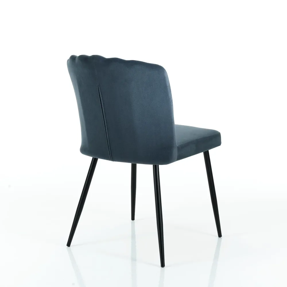 Set da 4 Sedia moderna imbottita rivestita velluto colore blu cm 48x58x84h