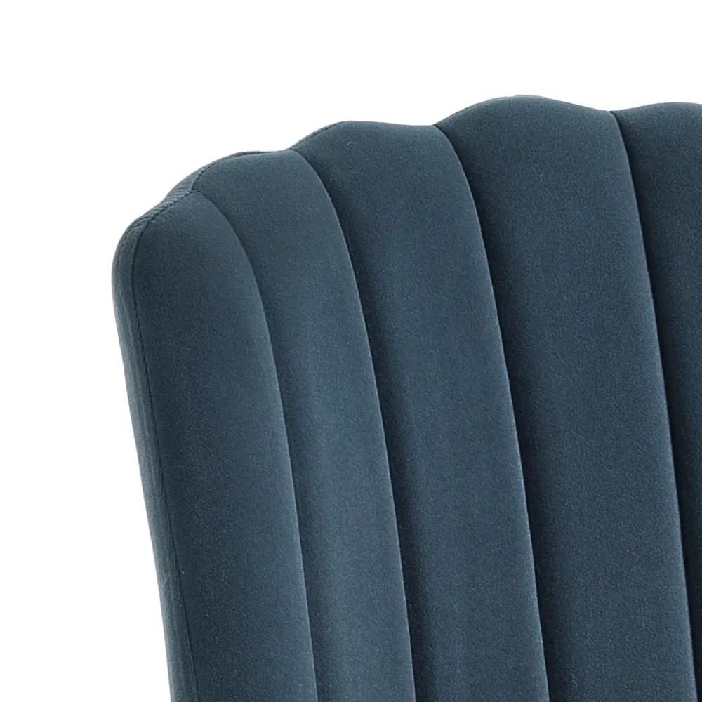 Set da 4 Sedia moderna imbottita rivestita velluto colore blu cm 48x58x84h