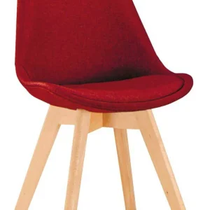 Set da 2 Sedia moderna legno e seduta rivestita tessuto rosso da ufficio studio o salotto