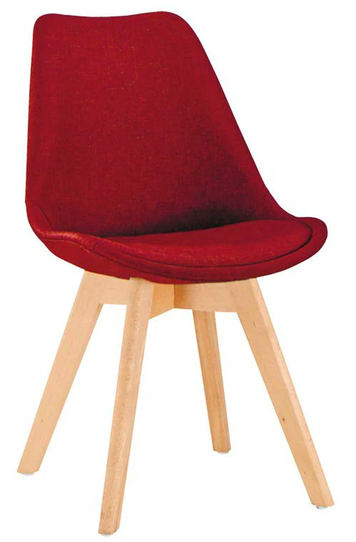 Set da 2 Sedia moderna legno e seduta rivestita tessuto rosso da ufficio studio o salotto