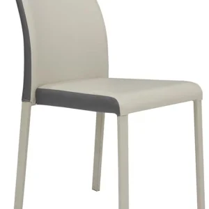 Set da 2 Sedia moderna living salotto metallo ed ecopelle bicolore cm 42x41x87h
