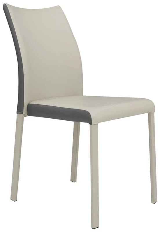 Set da 2 Sedia moderna living salotto metallo ed ecopelle bicolore cm 42x41x87h