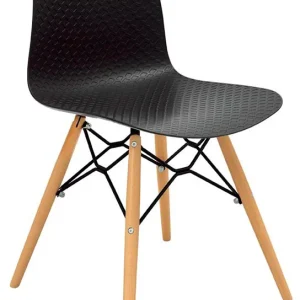 Set da 2 Sedia moderna nera stile dsw legno plastica e metallo per living o soggiorno