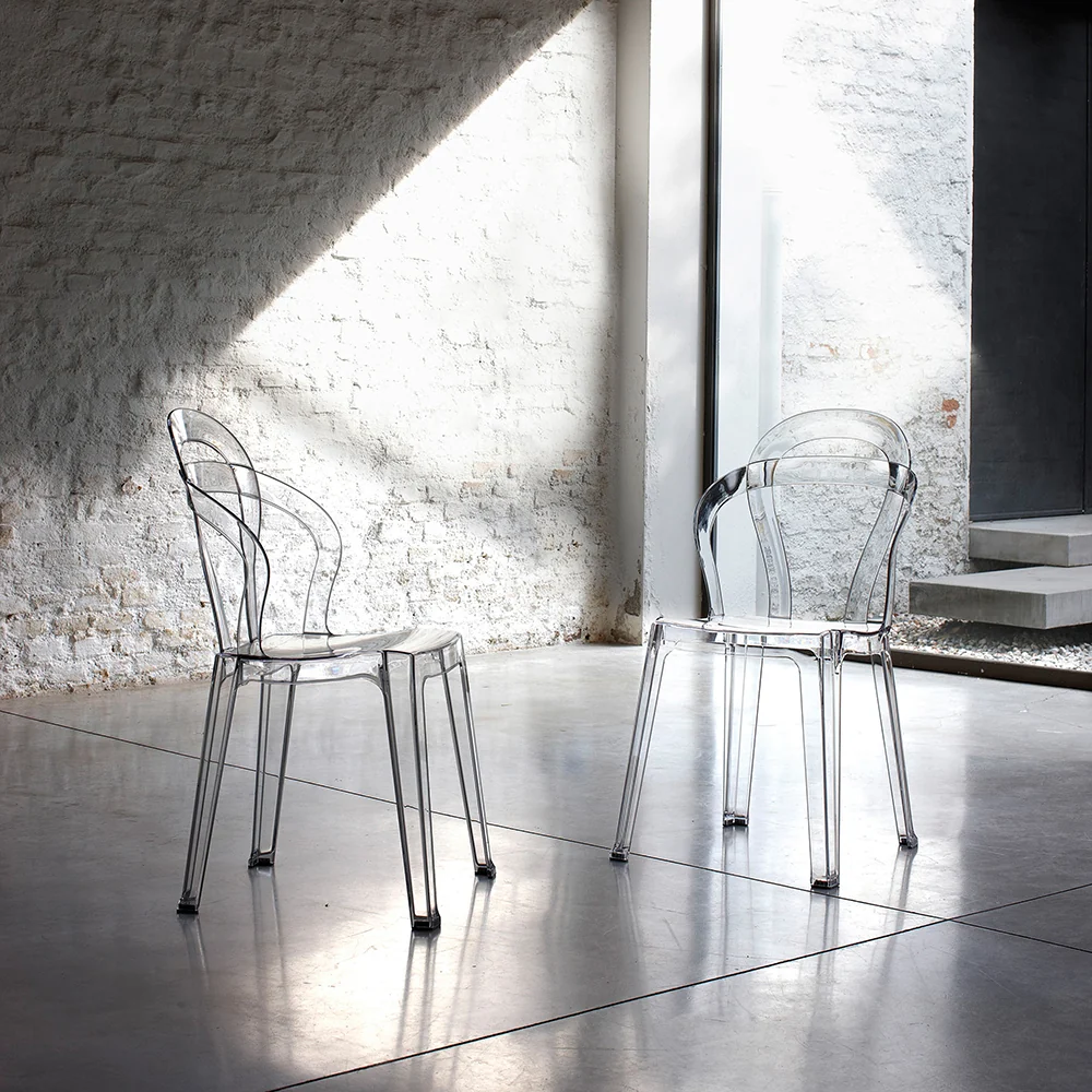 Set da 4 sedia moderna policarbonato trasparente con braccioli cm 47x50x88h